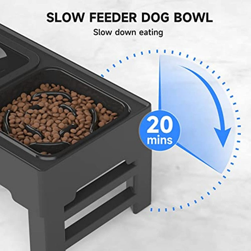 Adjustable Raised Dog Non-Spill  Bowl for Small Medium Large Dogs