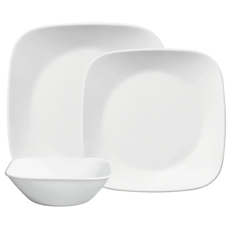 Corella Classic, Pure White Square  Dinnerware Set