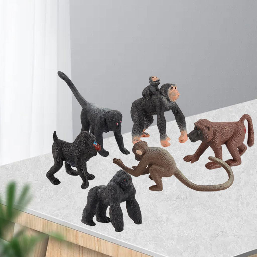 Tabletop Decoration Miniature Creatures Action Monkey Figures for Ages 3+