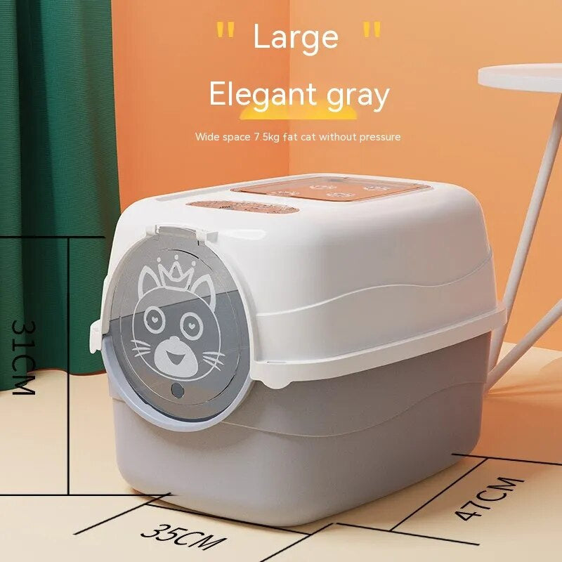 Fully Enclosed Litter Box Splash-Proof Pet Potty Toilet Tray