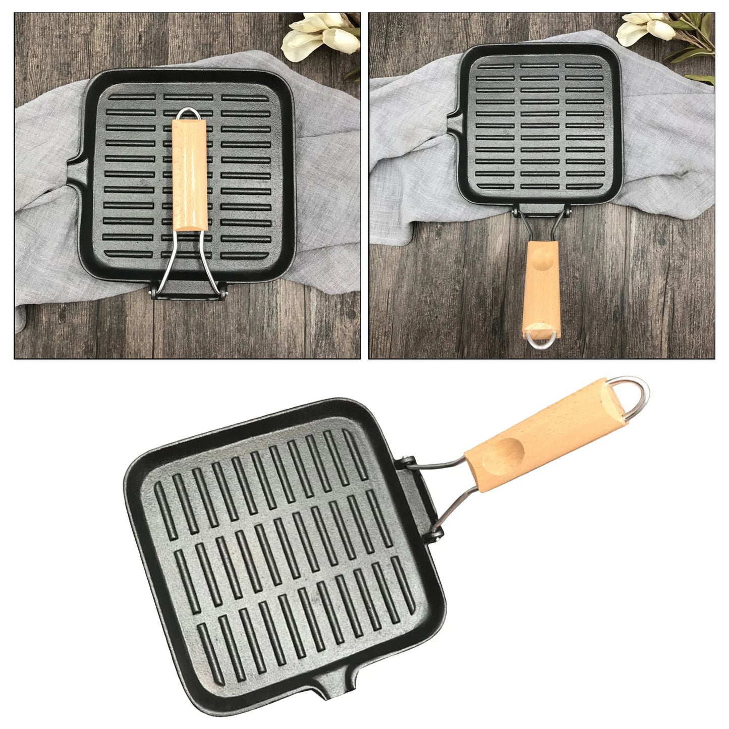 Cast Iron Steak Camping Griddle Frying Pan