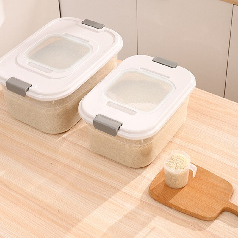 Plastic Rice Bucket Bulk Cereals Jars Grains Storage Box Case