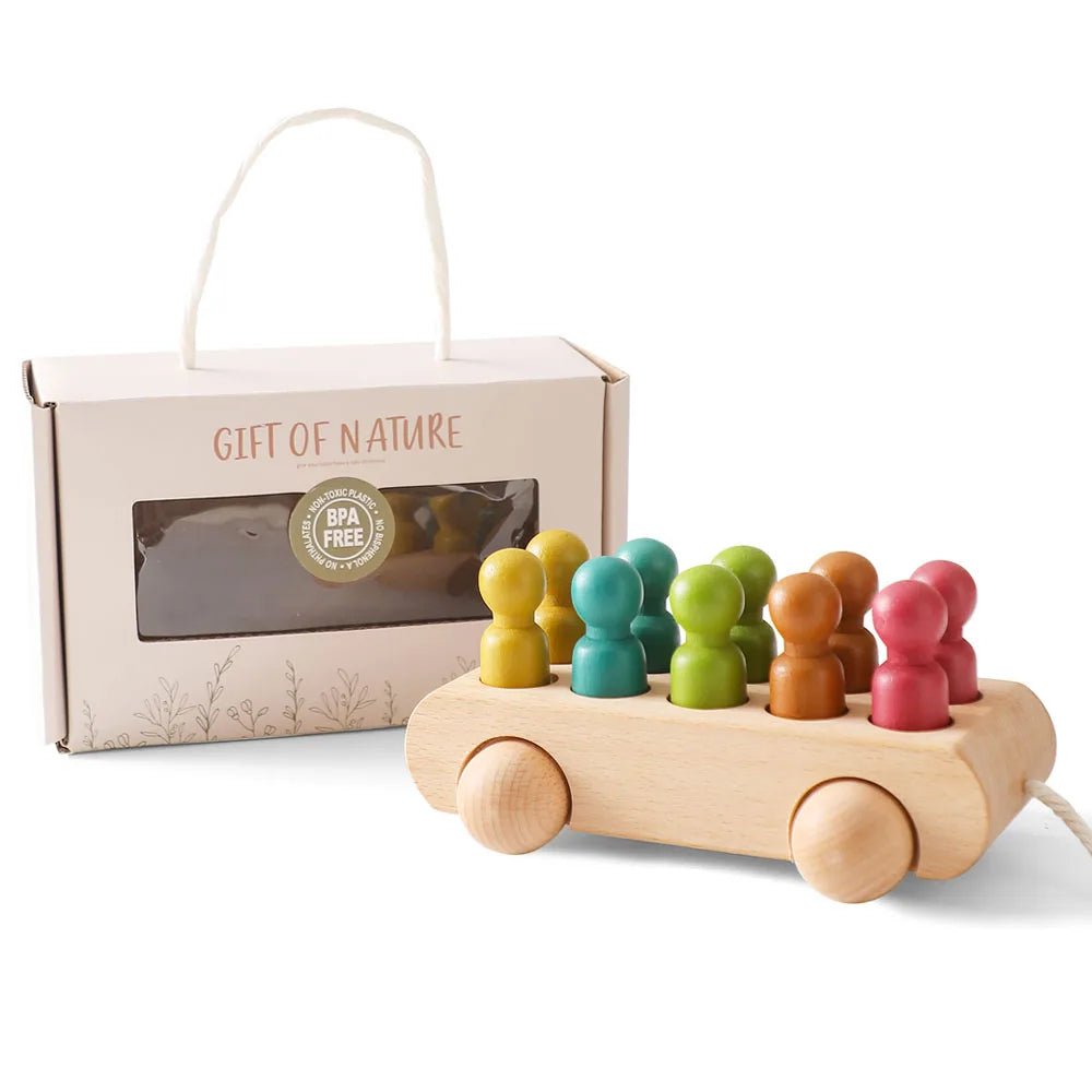 Wood Colorful Beech Trolley Toys