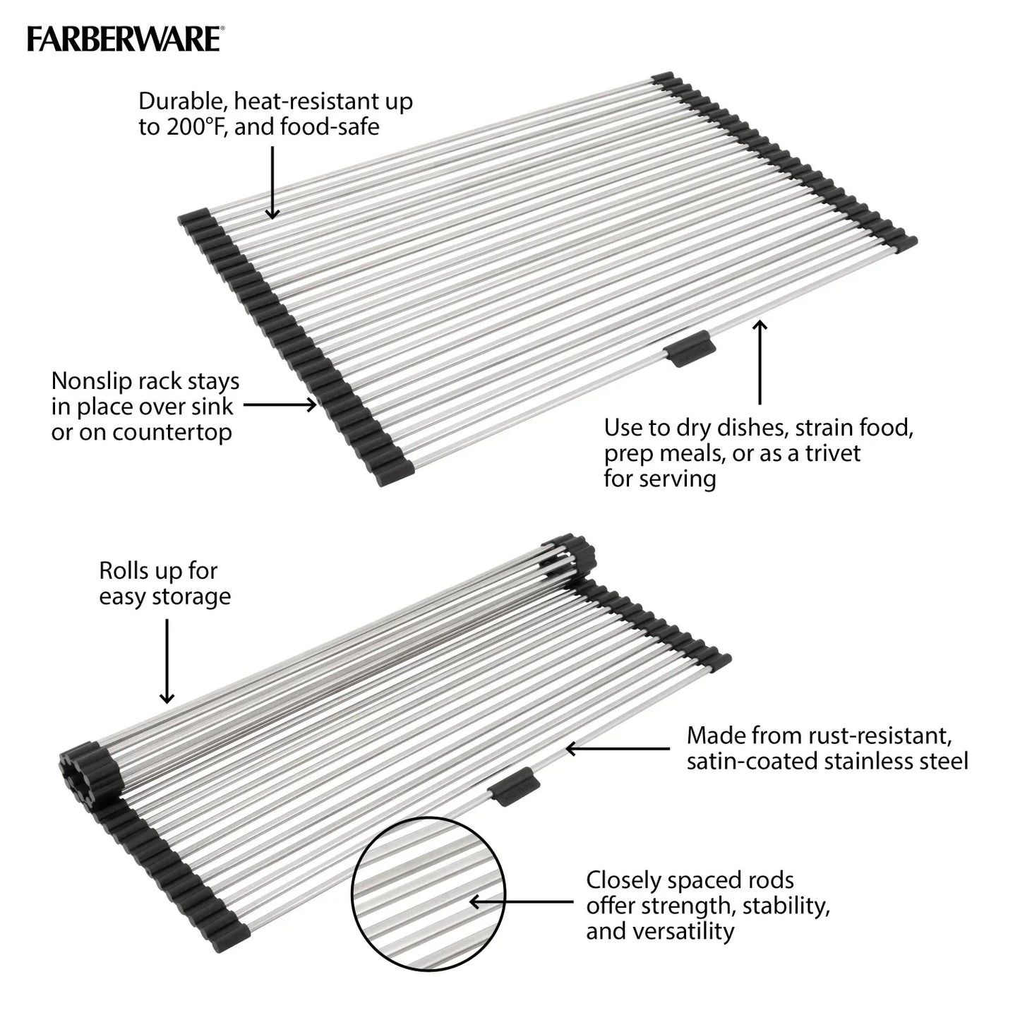 Stainless Steel Kitchen Rolling Drainage Rack