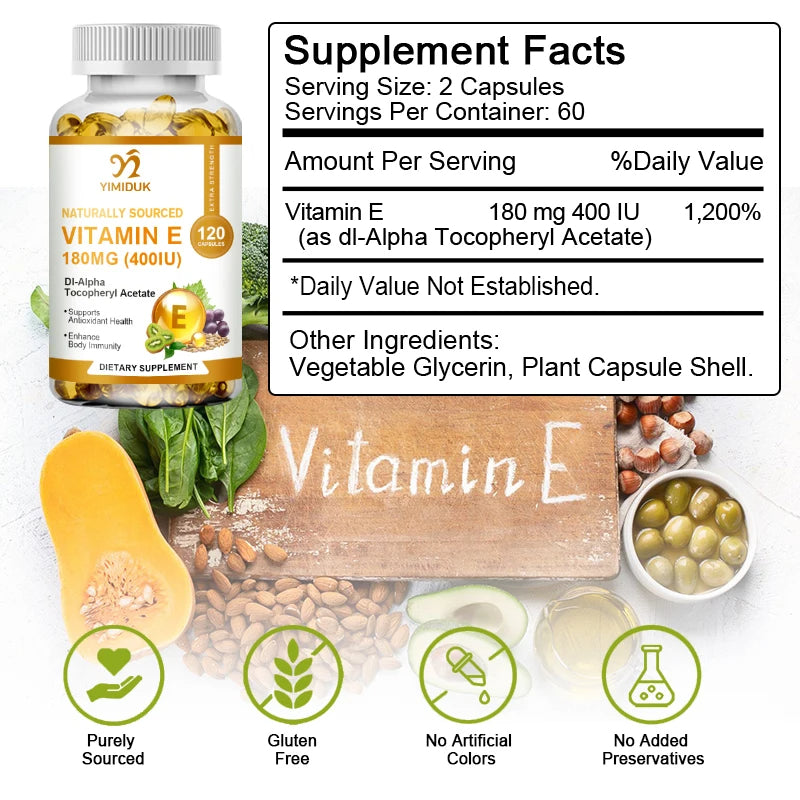 Vitamin E Immune System & Skin Nutrition Support Capsules