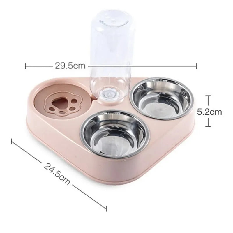 3In1 Pet Food Bowl with Automatic Drinking Feeder Bottle