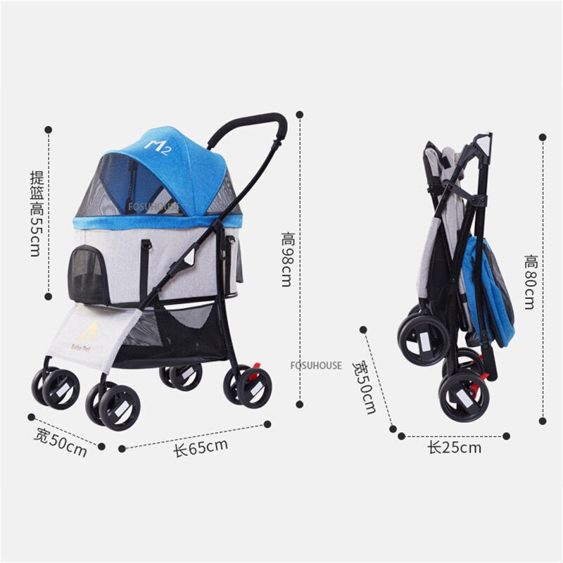 Four Wheels Stroller Separable Pet Bag Outdoor Walking Trolley