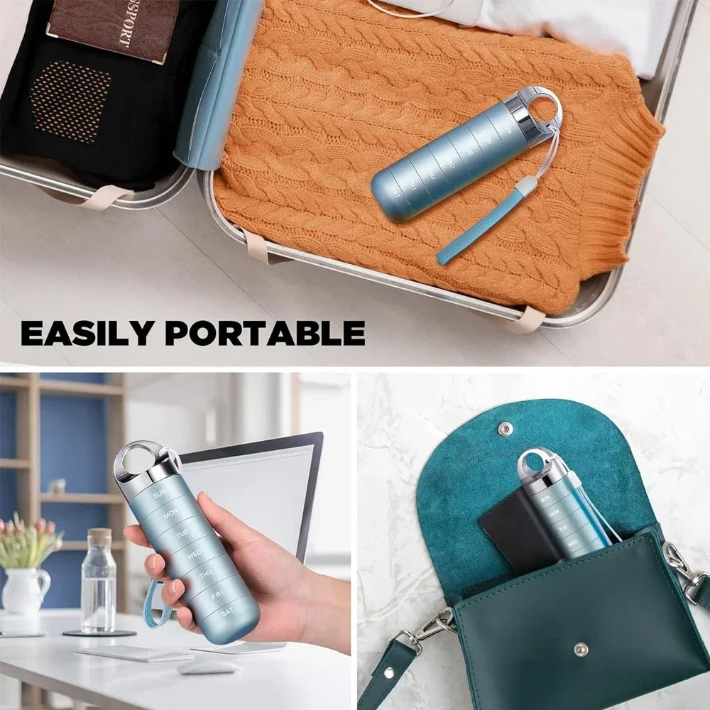 Portable Waterproof Metal Travel Pill Organizer