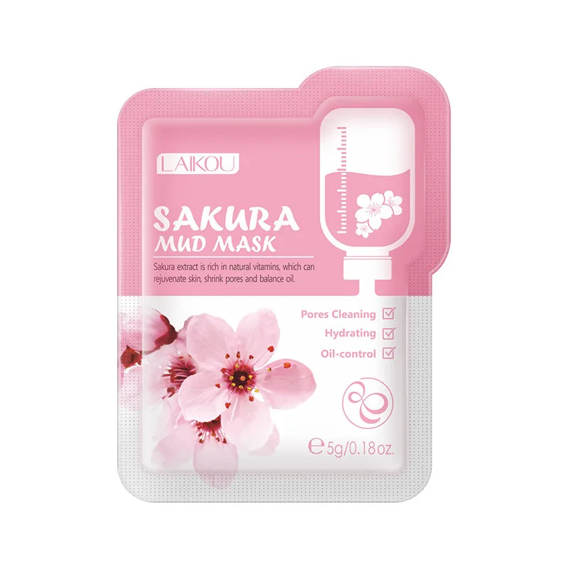 Sakura Glow: 5-Piece Anti-Wrinkle Sakura Mud Mask Set for Radiant, Youthful Skin