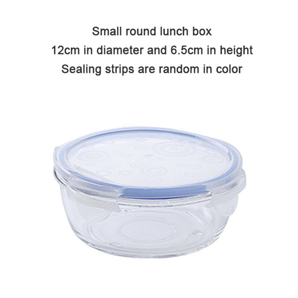 Creative Glass Lunch Box Round Rectangle Transparent Blue