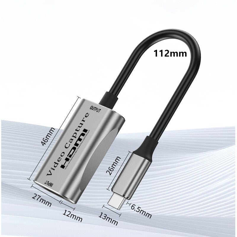 Video Capture Card USB 3.0 to HDMI-compatible USB C Camera Recording Streaming Grabber Recorder