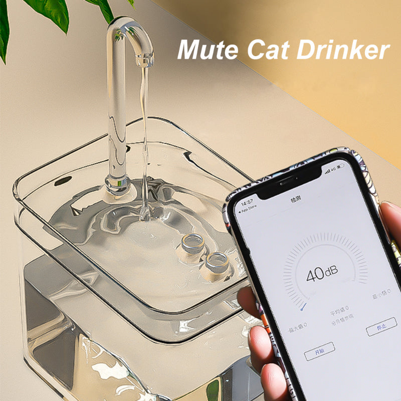 Cats Water Fountain Transparent Automatic 1.5L Mute Recirculate Filtering Drinker