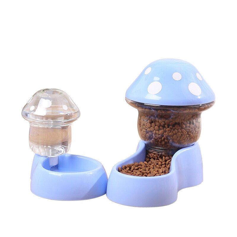 Mushroom Type Automatic Feeder Dog-Cat Food Bowl & Drinking Water Bottle