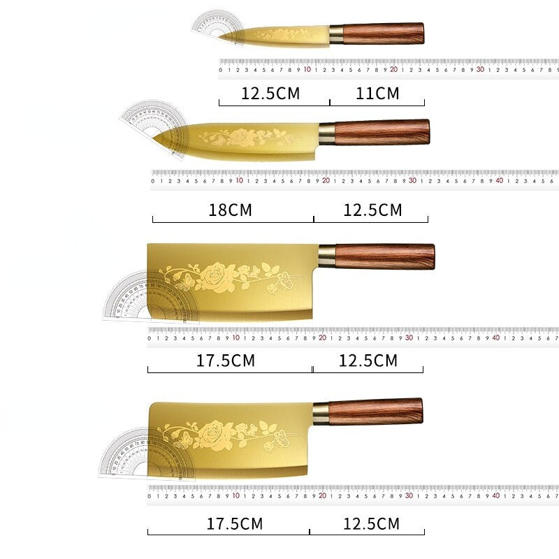 New Style Golden Titanium Plated Kitchen Knives