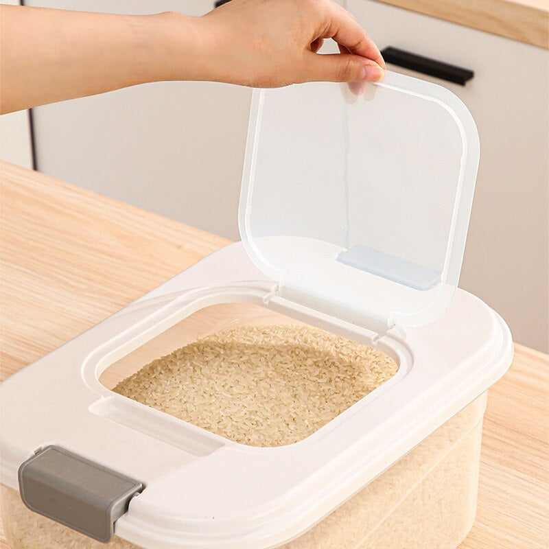 Plastic Rice Bucket Bulk Cereals Jars Grains Storage Box Case