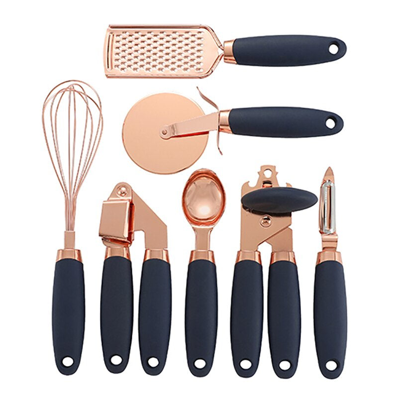 Rose gold kitchen gadget set