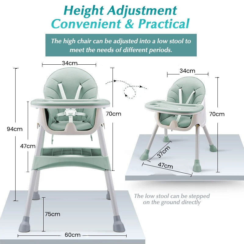 Infant Shining Kids Feeding Multi-function Height-adjust Highchair