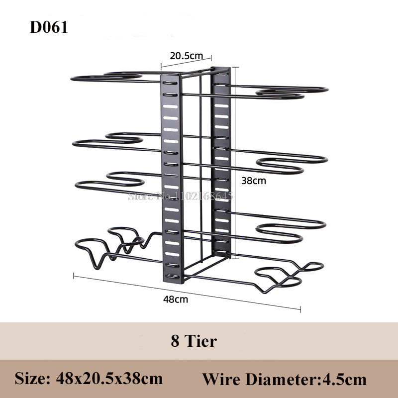 8 Tiers Pan Pot Rack Kitchen Organizer Sink Rack Pan Holder