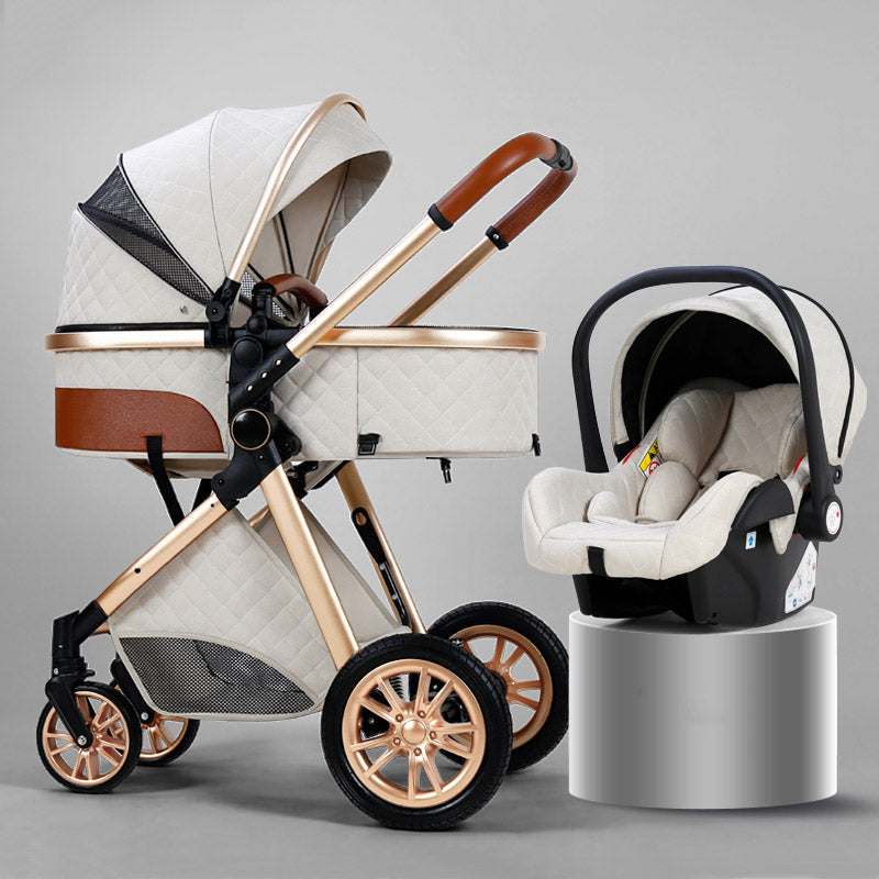 Luxury Baby Stroller with 3 in 1 High Landscape Baby Cart Can Sit