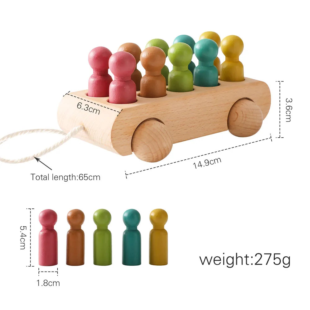 Wood Colorful Beech Trolley Toys