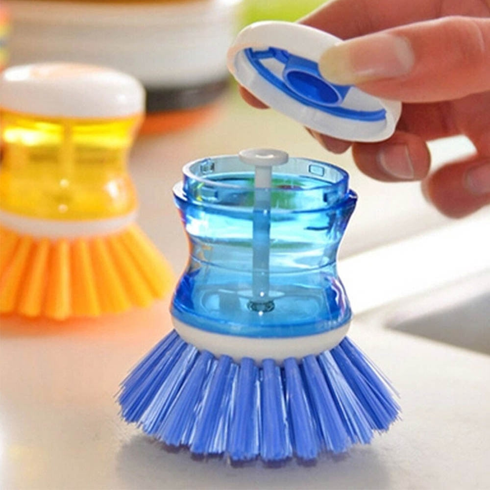 Liquid Soap Dispenser Plastic Pot Dish Cleaning Brush