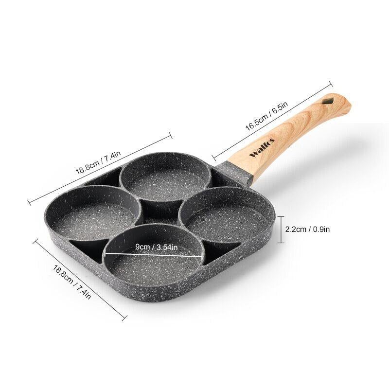 WALFOS Four-Hole Frying Pot Pan Thickened Omelet Pan Non-Stick Egg Pancake Steak Cooking Egg Ham Pans Breakfast Maker Cookware