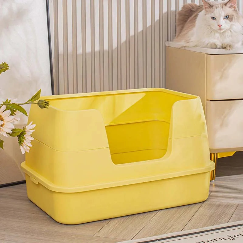 Anti-splash Open Cat Litter Box Tray With Large Space Pet Fold Bedpan Cat Toilet