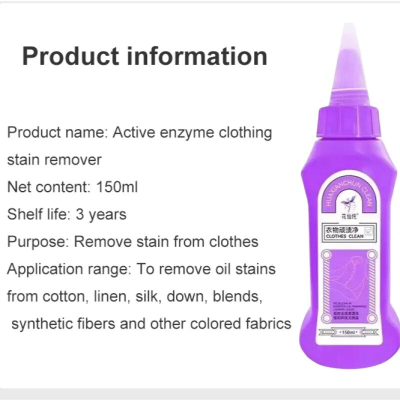 Disposable Wash-free active enzyme clothing stain remover