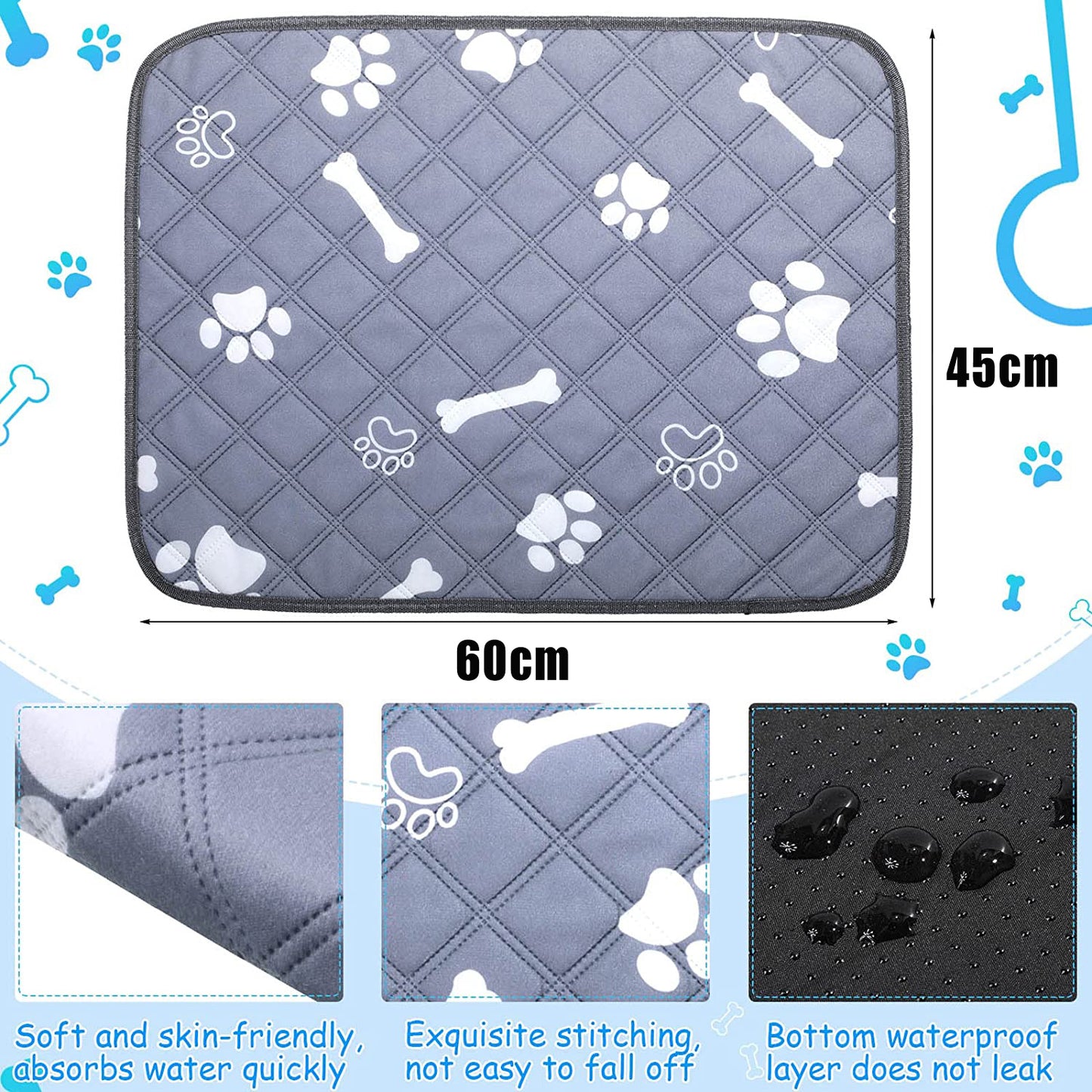 Reusable Dog Pee Pad 4 Layer Super Absorbent Pet Diaper Mat