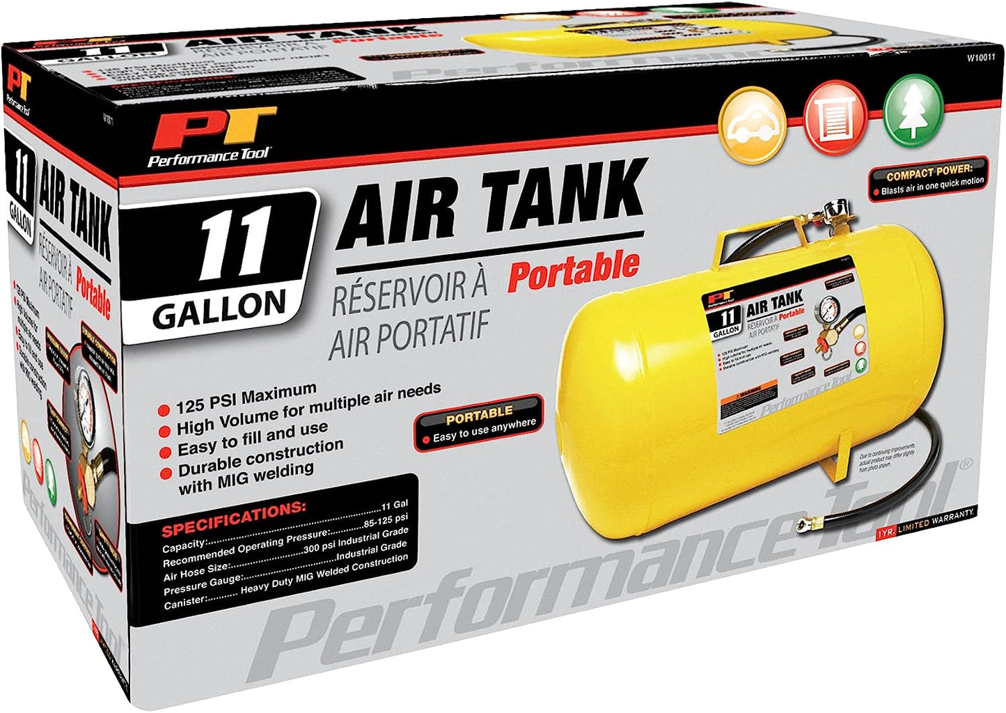 Horizontal Portable Air Tank with Tire Air Chuck