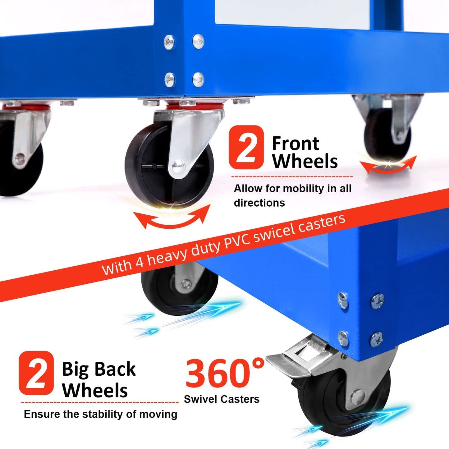 Yenntrss 3-Tray Tool Cart with Lock Drawers and Wheels