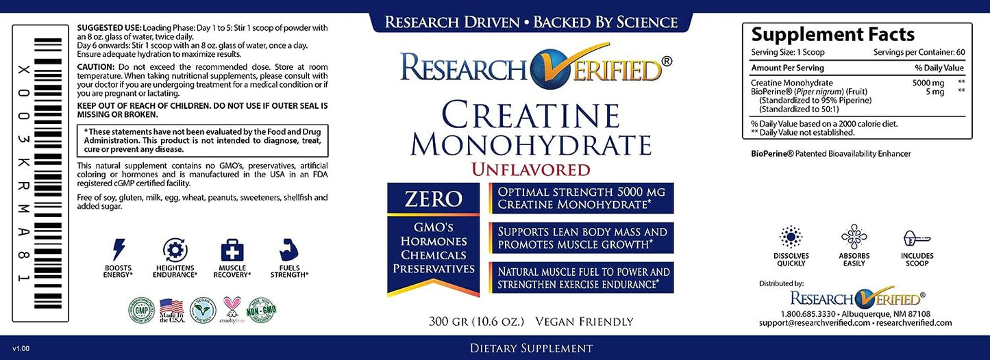 Research Verified Creatine Monohydrate