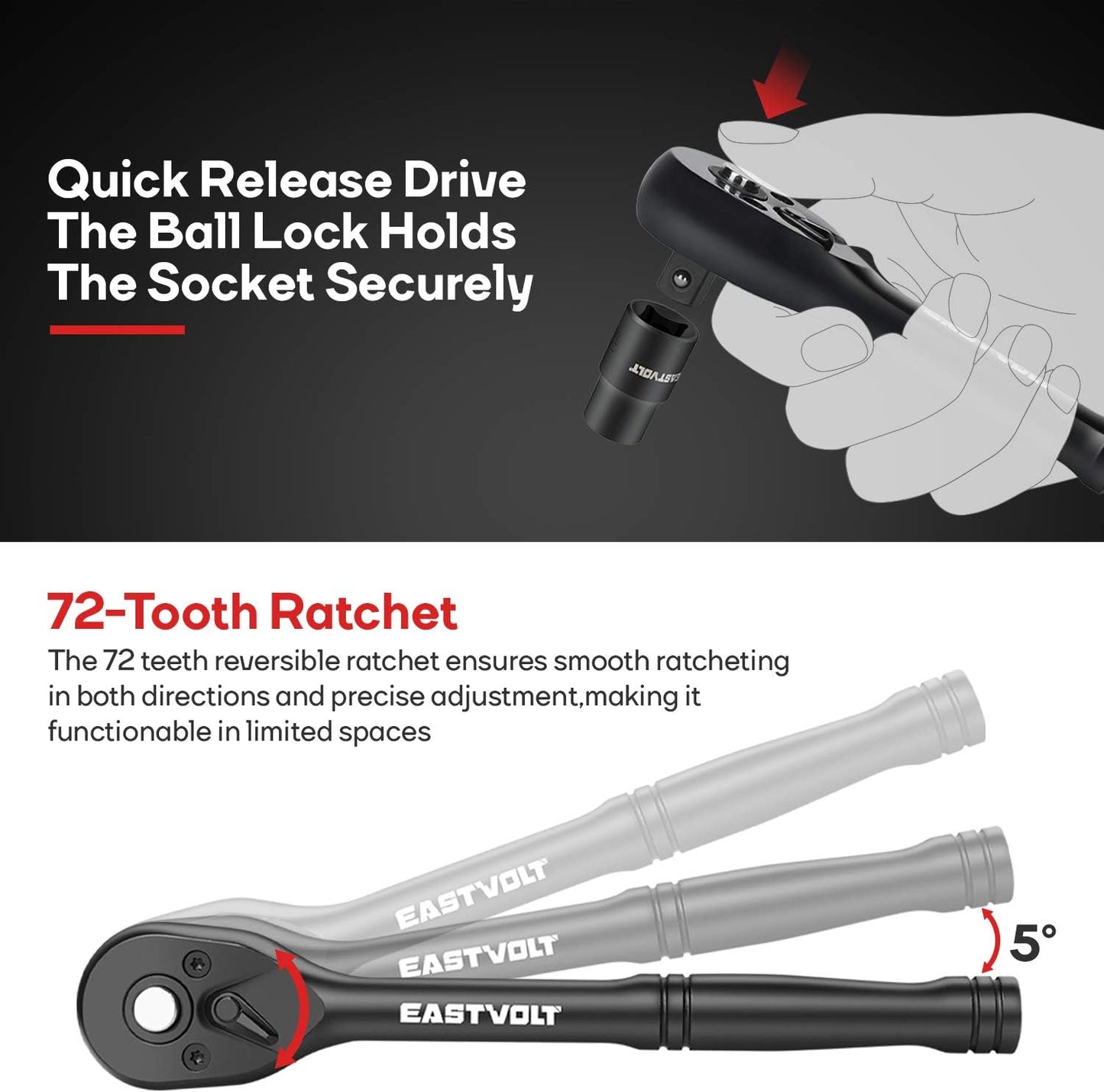 Eastvolt Mechanic Tool Kits, Drive Socket Set