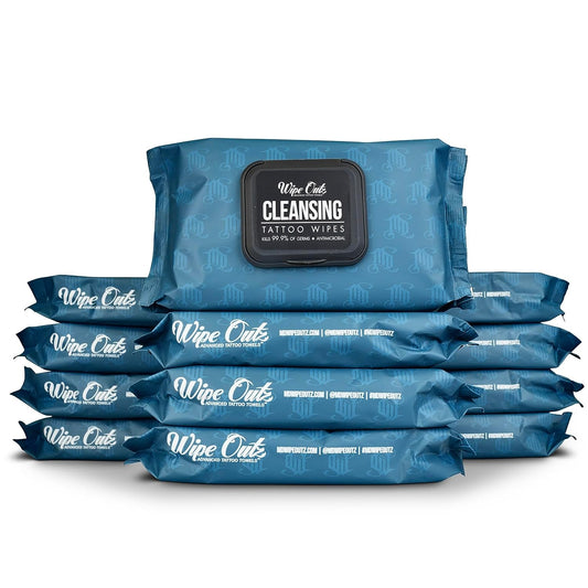 Wipe Outz Cleansing Tattoo Wipes for During Tattooing & Tattoo Aftercare