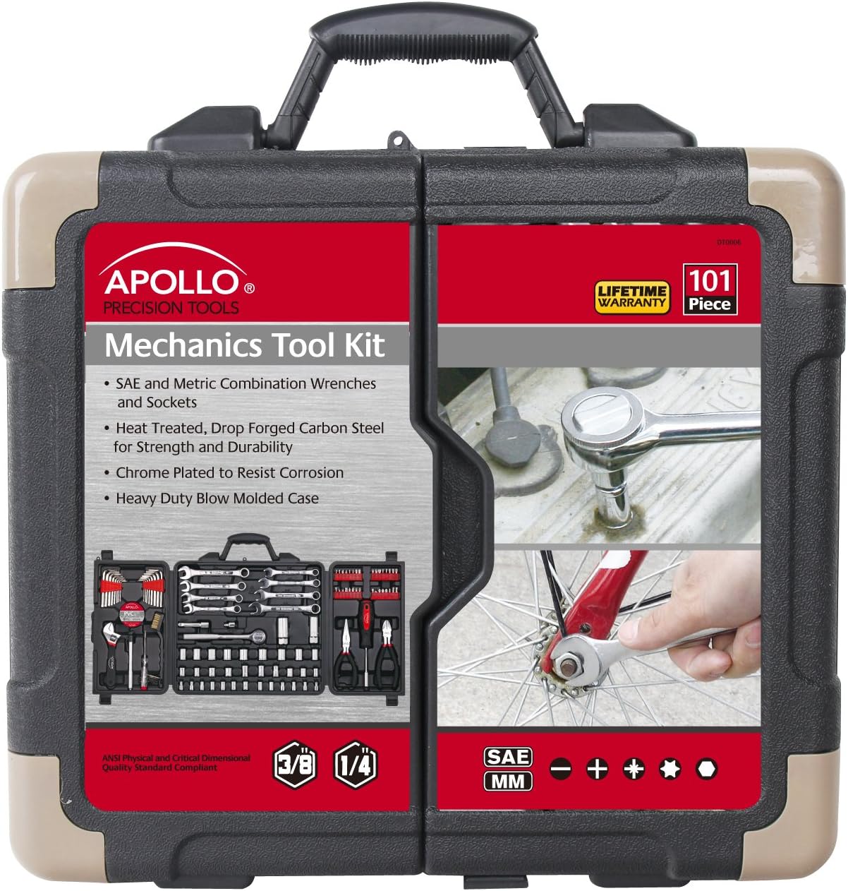 Apollo Tools 101 Piece Mechanic Tool Set for Roadside Emergencies.