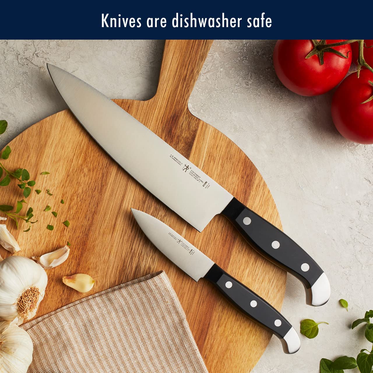 White Handle Knife Set with Block