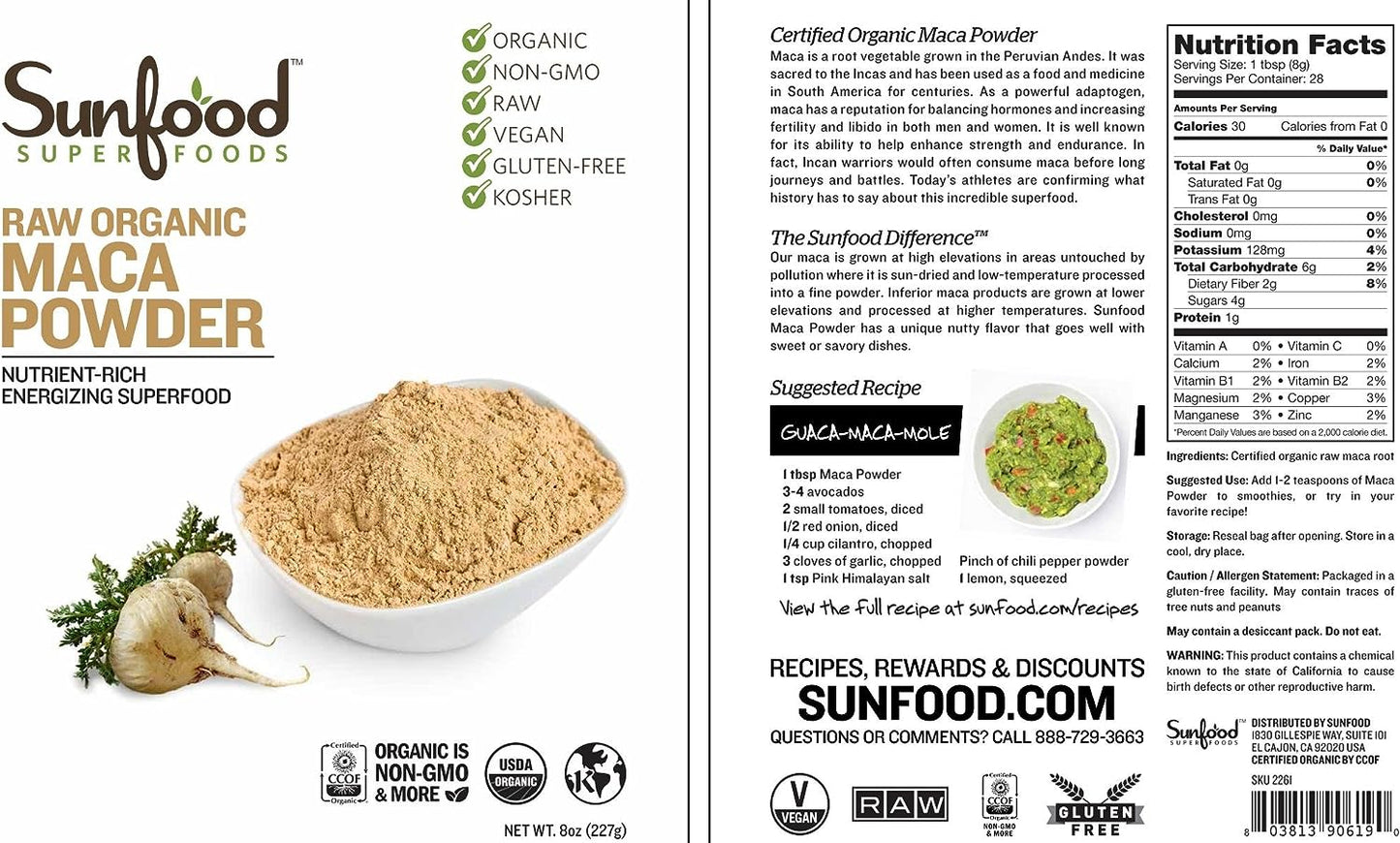 Sunfood Superfoods Organic Maca Root Powder