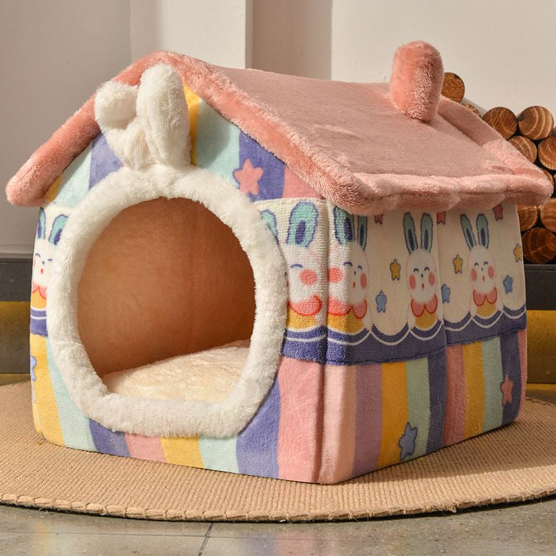 Heated Cat Bed House With Electric Blanket