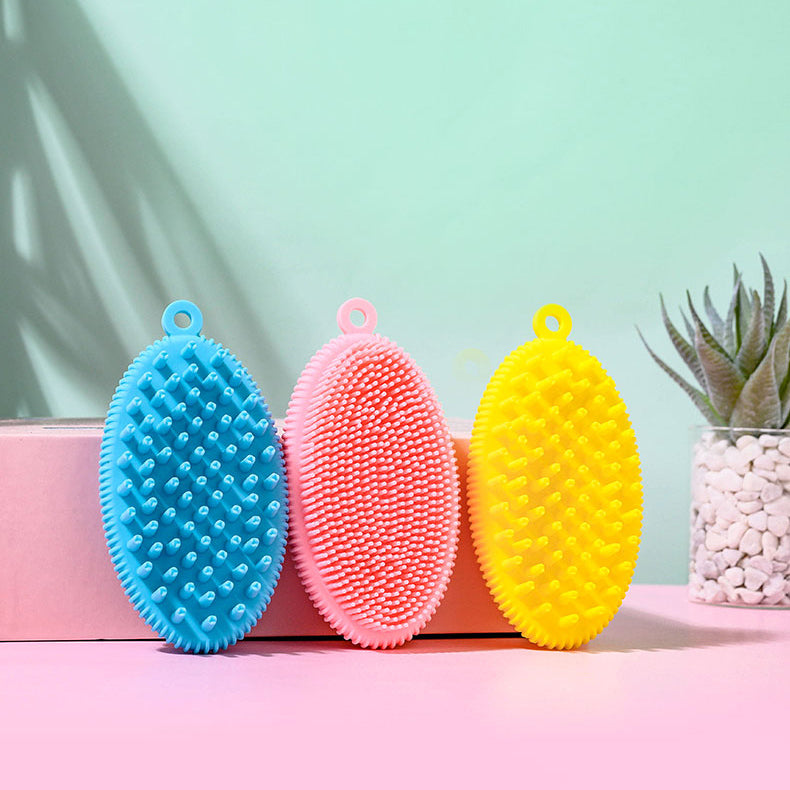 Double Sided Pink Blue Soft Silicone Body Scrubber Brush