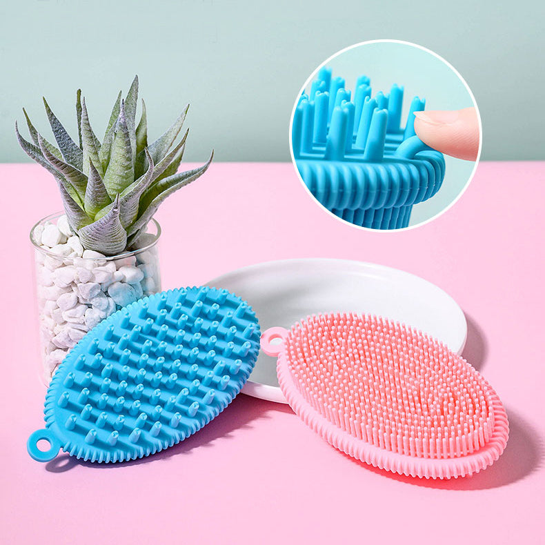 Double Sided Pink Blue Soft Silicone Body Scrubber Brush