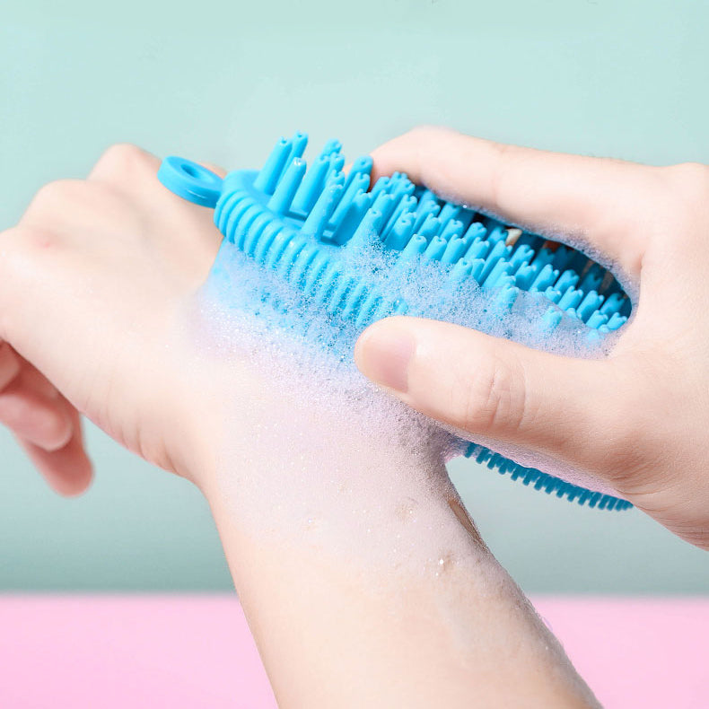 Double Sided Pink Blue Soft Silicone Body Scrubber Brush