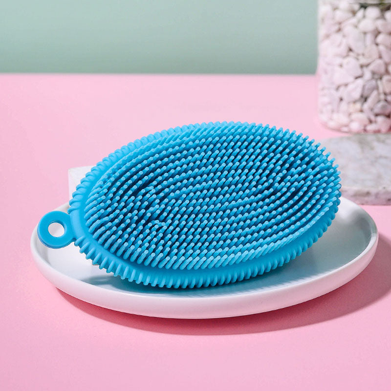 Double Sided Pink Blue Soft Silicone Body Scrubber Brush