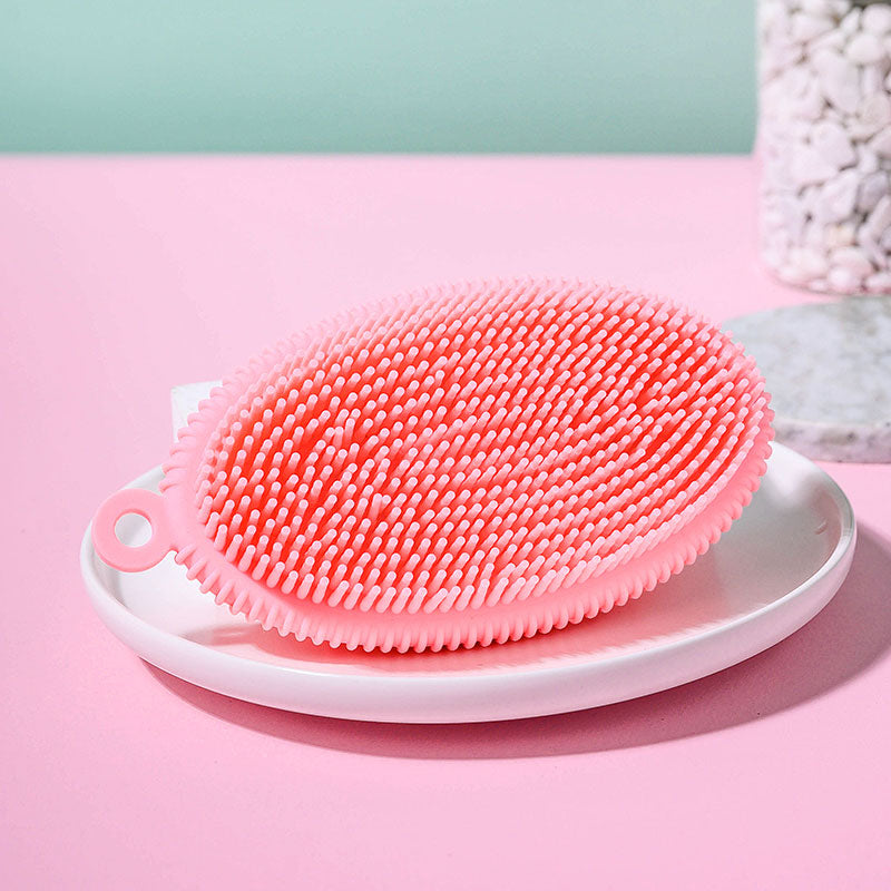 Double Sided Pink Blue Soft Silicone Body Scrubber Brush