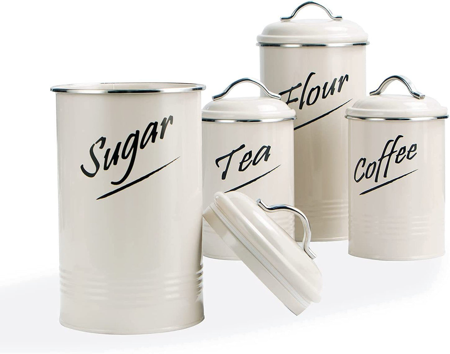 Metal Biscuit Box Coffee Sugar Tea Milk Canister Sets Storage Box