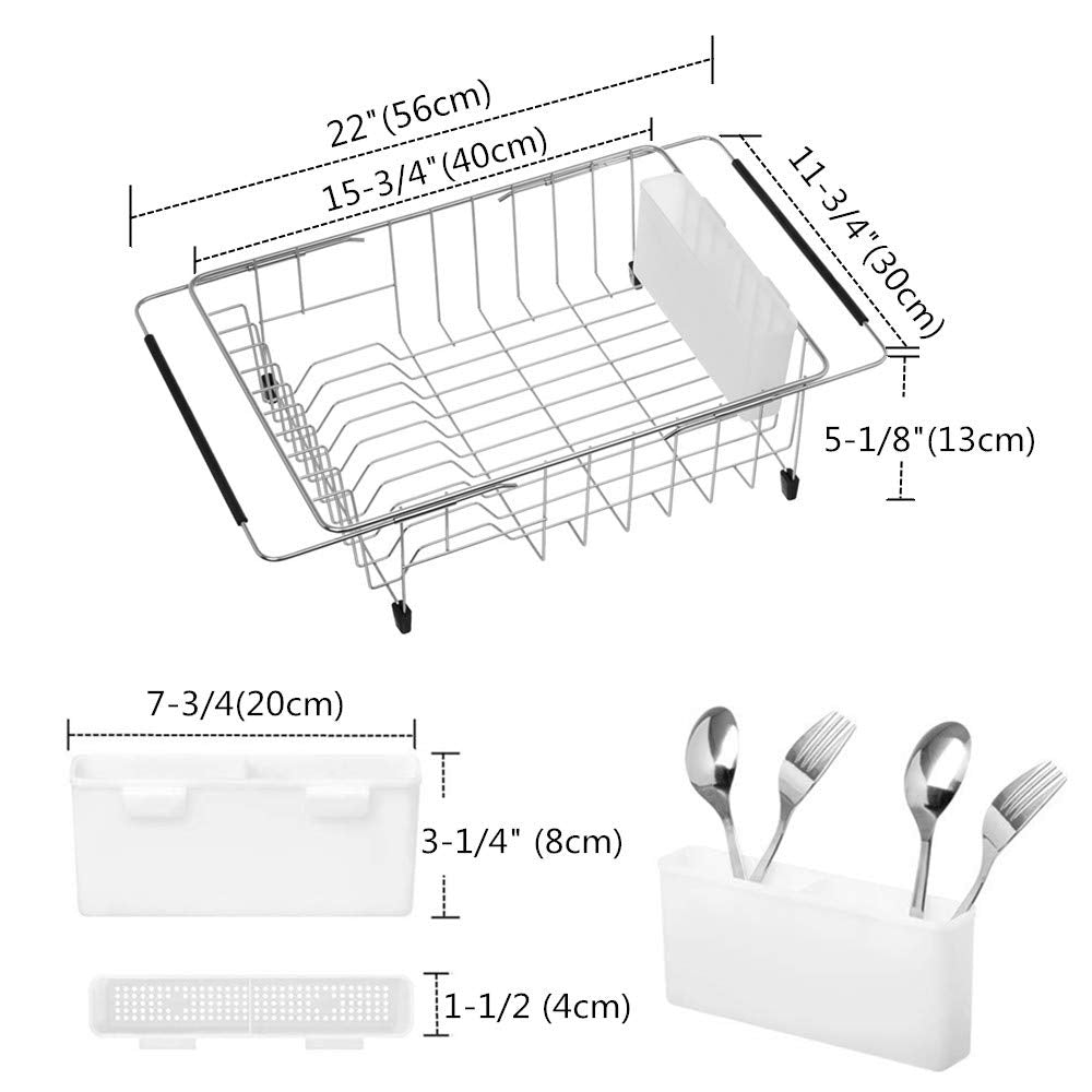 Over Sink Dish Drying Rack Stainless Steel Large Storage