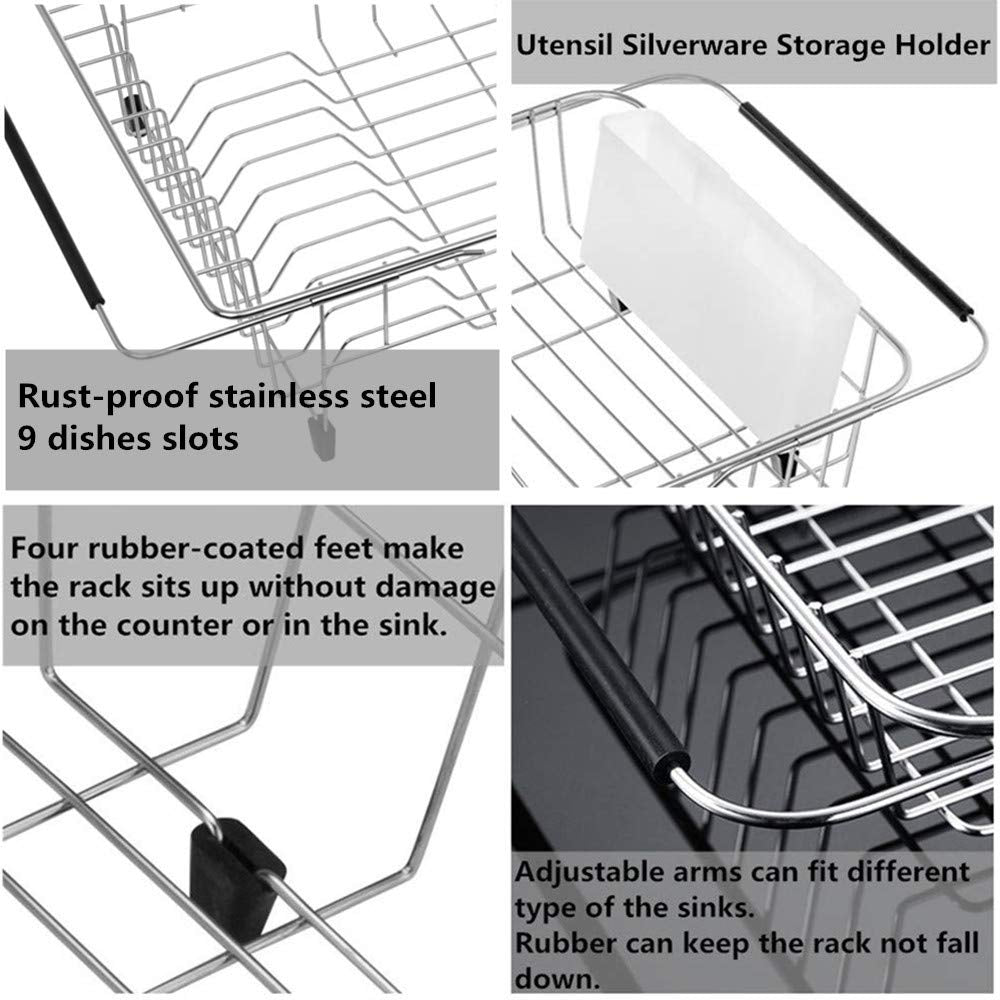 Over Sink Dish Drying Rack Stainless Steel Large Storage