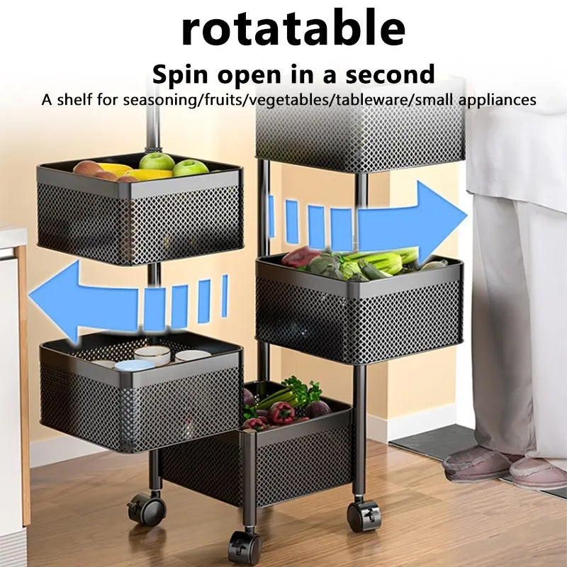 Household Storage Helper Square Rotating Rack