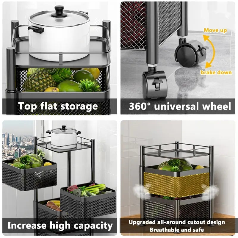 Household Storage Helper Square Rotating Rack