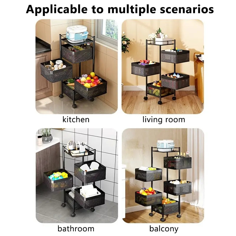 Household Storage Helper Square Rotating Rack