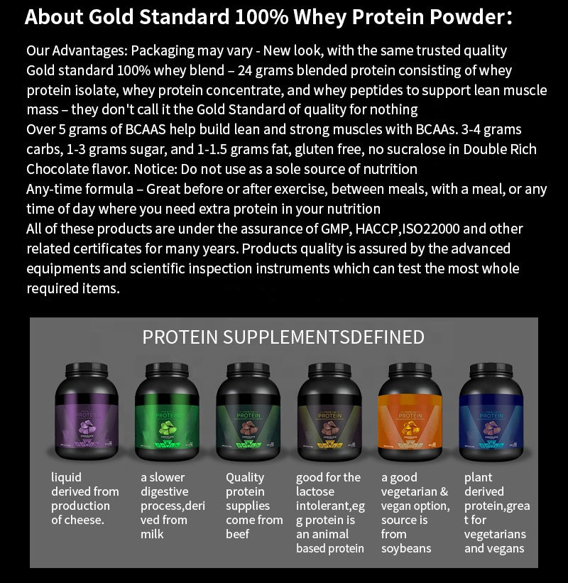 Gold Standard Whey Protein Powder Sport Nutrition Supplement